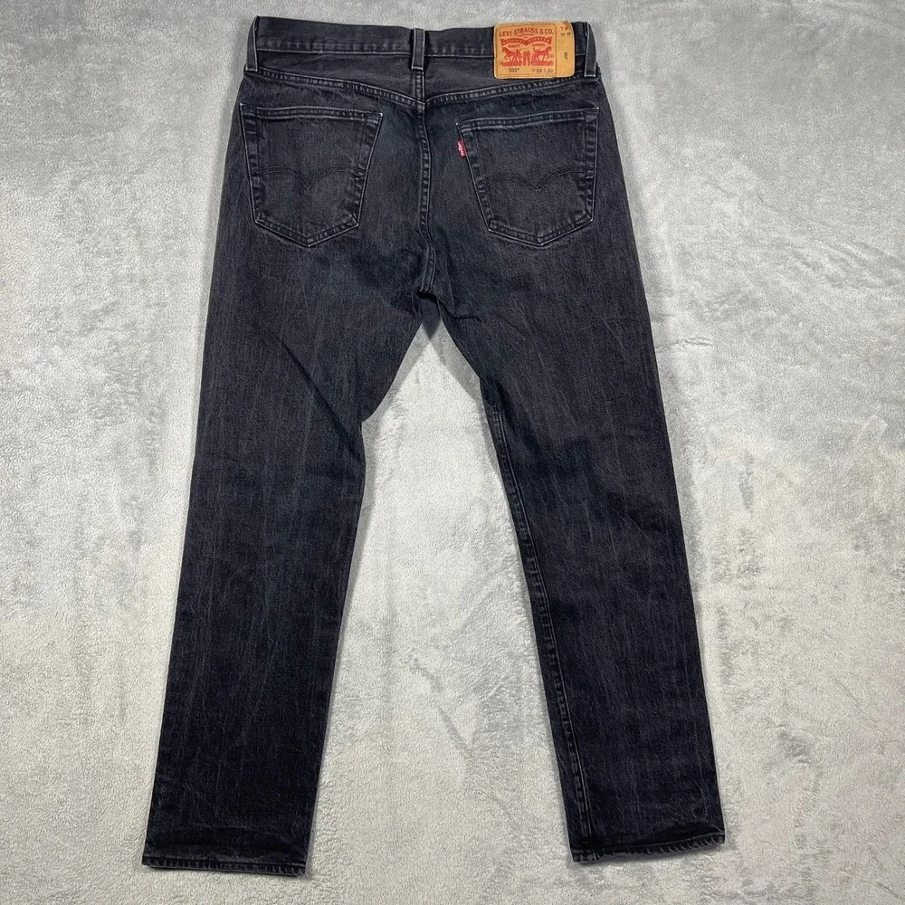 Levi's 501 Original Fit Jeans Men 33(32)x32(30) Black Straight‎ Leg Button Fly